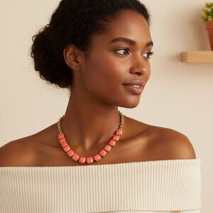 Kate Spade Gold and Coral Necklace In Excellent Condition